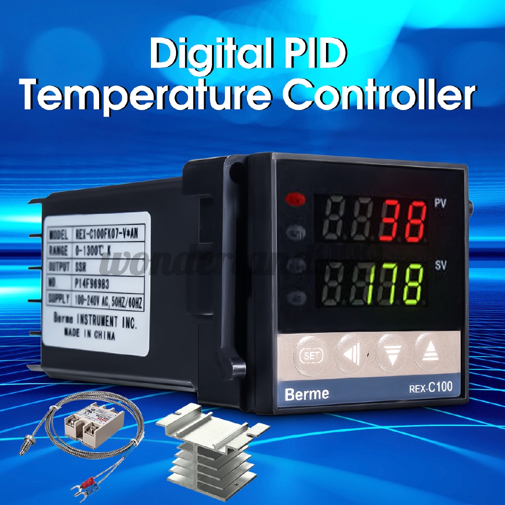 Thermocouple K//Temperature Sensor 0-1300 ℃ Temperature Controller Kits Max 25A SSR 110V-240V Digital Alarm Led Pid Temperature Controller