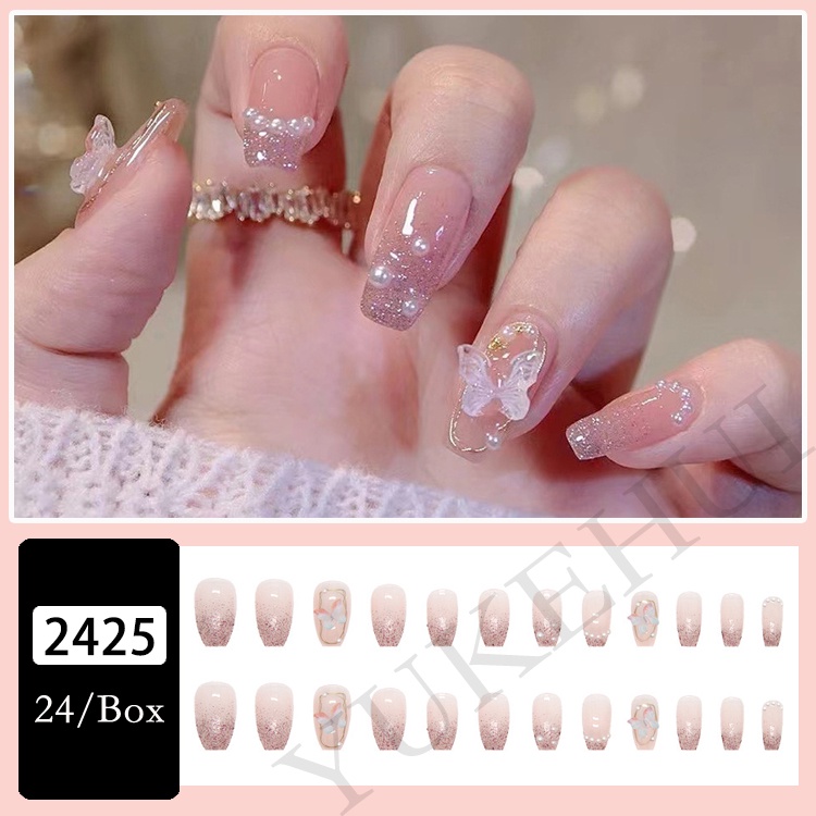 2425 24pcs fake nails short fake nails fake nail fake nails for kids ...