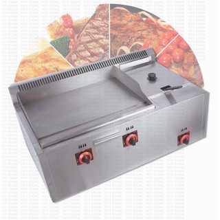 TKTT Stainless Steel Gas Grill Deep Fryer Combo Stove BBQ Western Fast ...