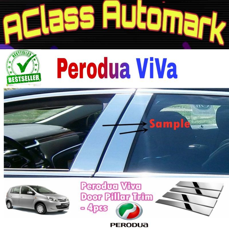 Perodua Viva Door Pillar Chrome Window Pillar Trim Cover(4pcs) | Shopee ...