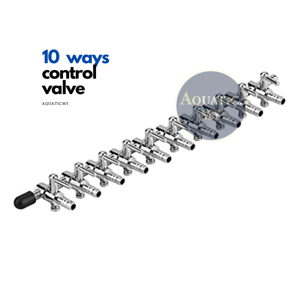 Stainless Steel Aquarium Air Splitter Valve (10 ways) Fish Tank Adjustable Air Flow Control