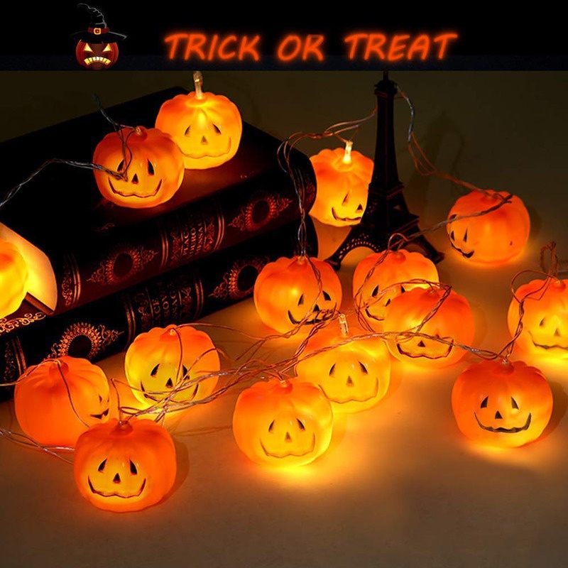 1M 10LED Light Halloween Pumpkin Creative Light String DIY Pumpkin Lantern Holiday Decoration Without Battery