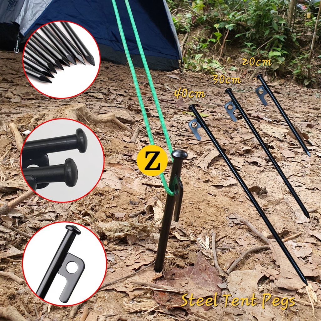 Heavy Duty Steel Tent Stakes Tarp Pegs Solid Stakes Footprint Camping