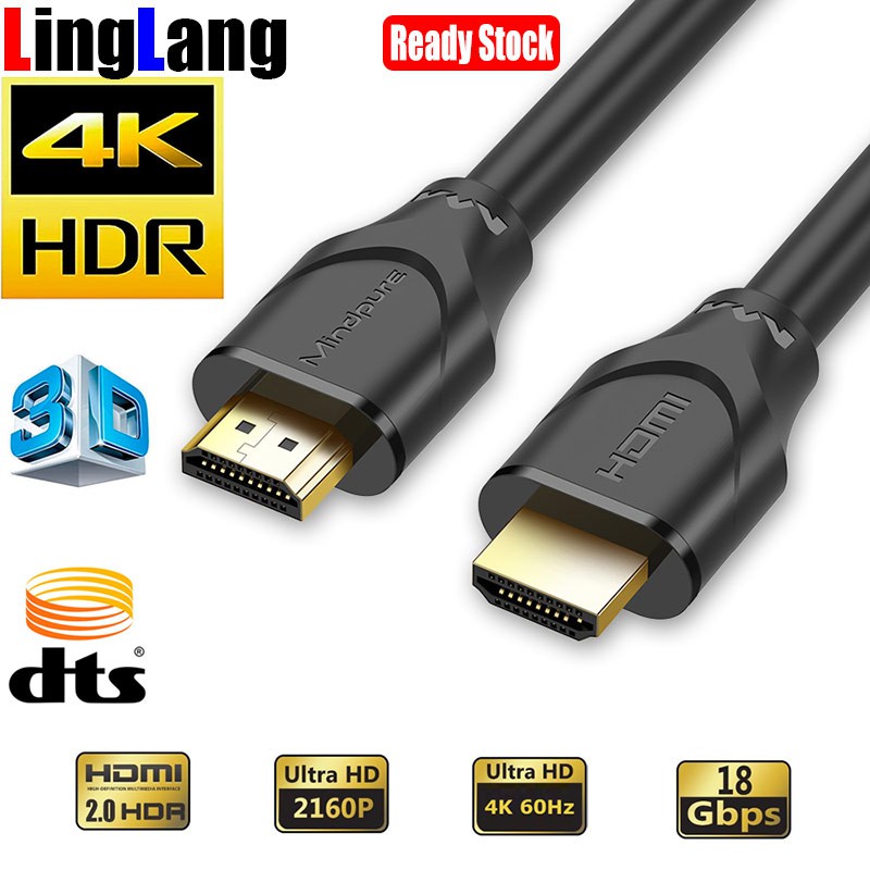 pantoffel uitlijning bron 4K cable 4K HDMI Cable Real HDMI 2.0 Cable 4K 60Hz 3D 2160P 18Gbps 19+1 For  TV Box HDTV PS4 Projector | Shopee Malaysia