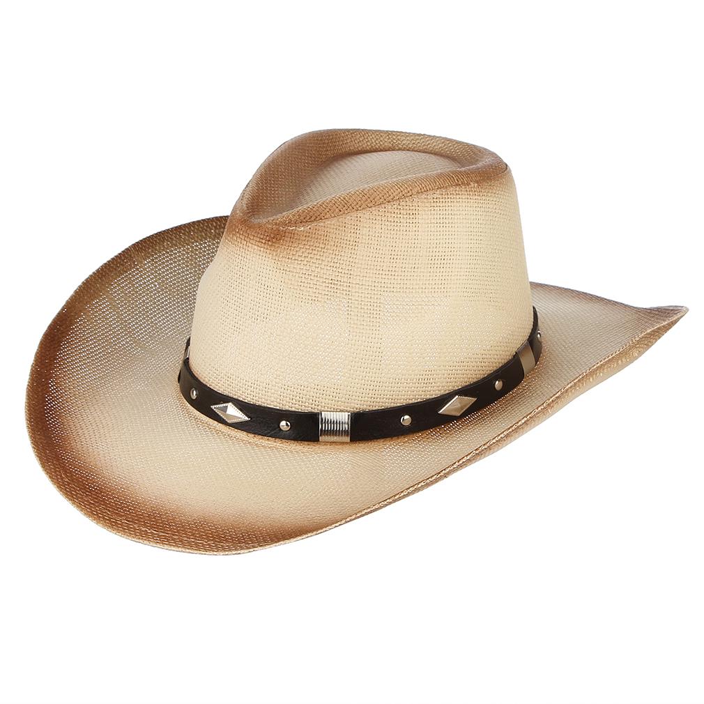 Men Fashion Cowboy Hat Outdoor Wide Brim Sun-shade Straw Hat | Shopee ...