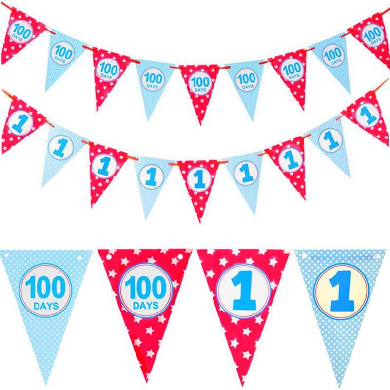 Baby Boy Girl 100 Days 1st Birthday Banner Diy Bunting Party Decor