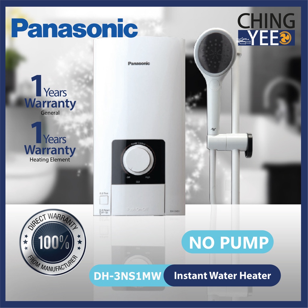 Panasonic Instant Water Heater DH3NS1MW Home Shower with No Pump with