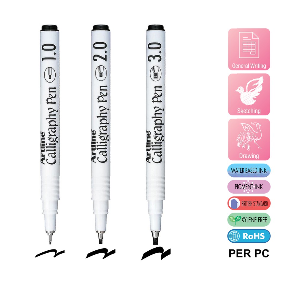 Artline Calligraphy Pen Khat Pen Black 1.0mm 2.0mm 3.0mm ( Chisel