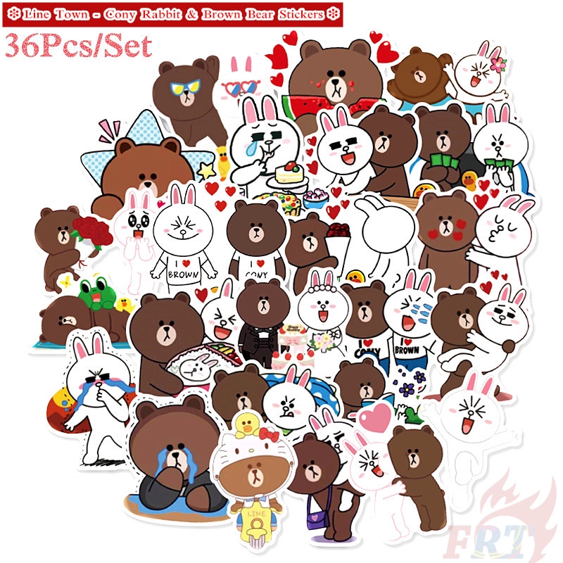 Line Town Cony Rabbit Brown Bear Stickers 36pcs Set Diy Decals Stickers For Diary Laptop Scrapbooks Shopee Malaysia