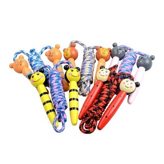 Kids Skipping Rope Wooden Animal Grip Handle Fitness Equipment Pratice Tools