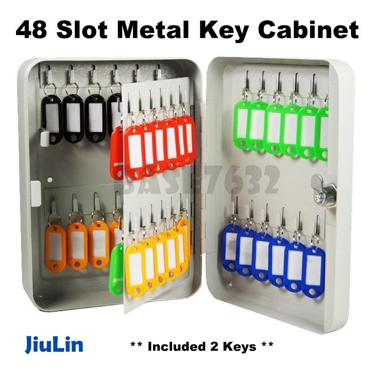 Key Lock Box Key Storage Lock Box Key Cabinet with 48 Key Slots Wall Mounted 