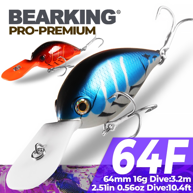 BEARKING quality fishing tackle professional Hot fishing lures deep crank 64mm 16g dive 3.2m 9 different colors hard baits