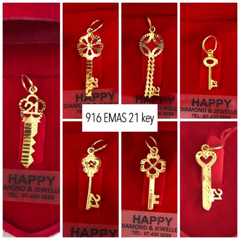 916 gold 21 years old birthday 21st birthday key pendant/ 916 Emas umur 21 loket/ 916 黄金21岁生日钥匙牌 锁匙牌
