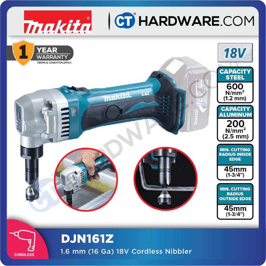 MAKITA DJN161Z CORDLESS NIBLER 18V 1.6mm (16Ga) WITHOUT BATTERY ...