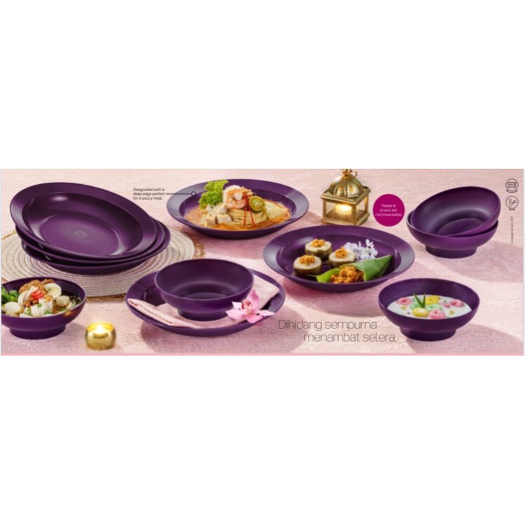 💥Ready Stock!💥Tupperware Purple Royale Deep Plate 550ml /Bowl 600ml