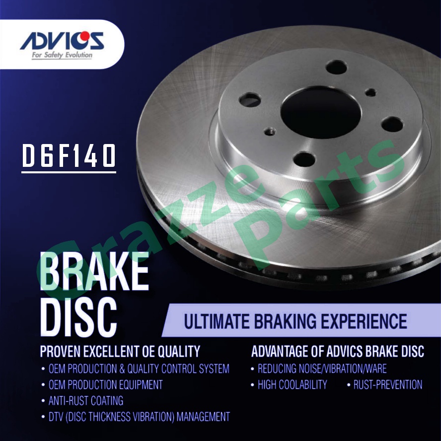 (1pc) Advics Aisin Disc Brake Rotor Front D6F140 for Proton Inspira GS41 1.8 2.0 CY4A (276mm)