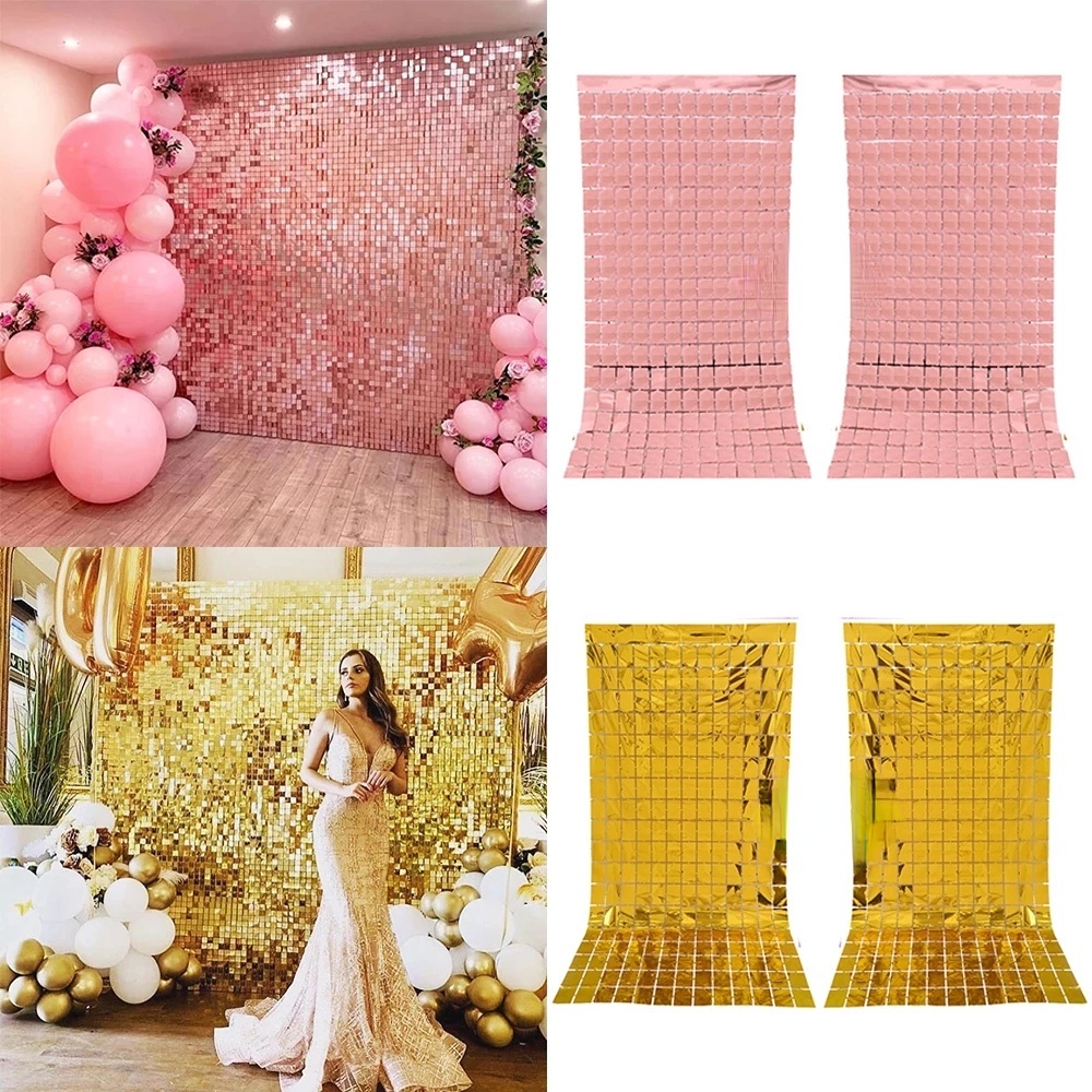 1Pcs Birthday Party Decorations Glitter Curtain 2m Length Shimmer Wall Backdrop Wedding Decoration Backdrops Curtain Sequin Wall