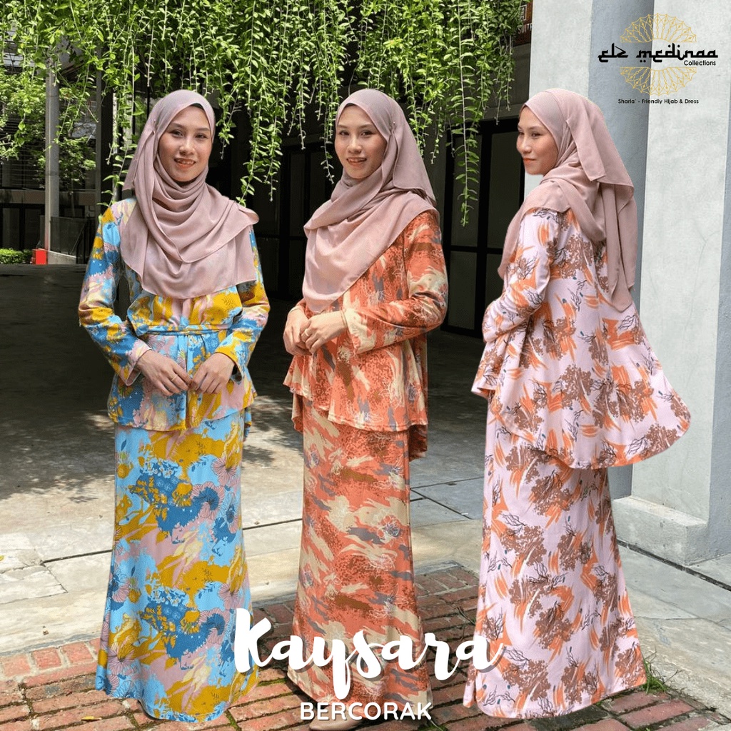 Baju Kurung Kaysara 2022 Bercorak Kurung Moden Peplum Baju Kurung Ironless Moss Crepe By Elz 