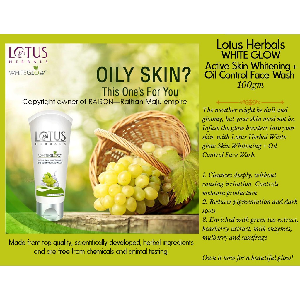 lotus herbal white glow face wash