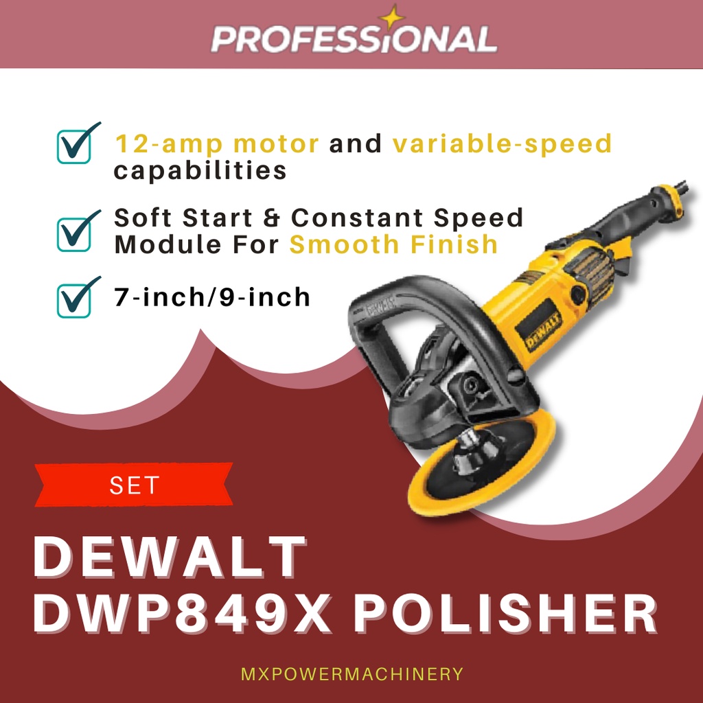 DEWALT Buffer/Polisher, Variable Speed, Soft Start, 7Inch/9Inch