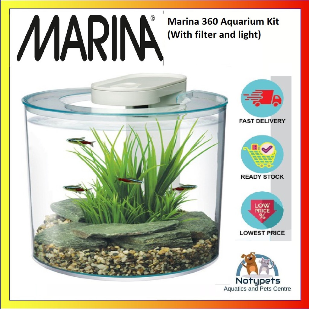 Marina 360 Aquarium Kit (10L with changable color light and filter and