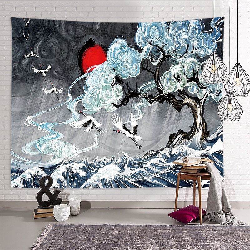 Japanese Ukiyo E Kanagawa Surf Wall Cloth Tapestry Wave Tapestry Living Room Bedroom Decoration Wind日式浮世绘神奈川冲浪挂布挂毯海浪壁毯客厅卧室装饰风背景布shine My4 27