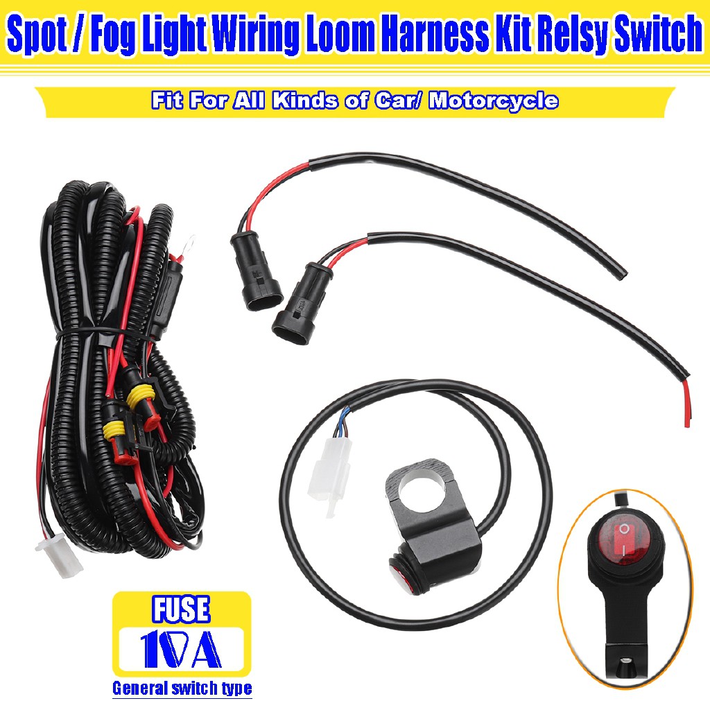 9 15v Universal Car Motorcycle Led Fog Light Switch Wiring Harness Relay Kit Shopee Malaysia