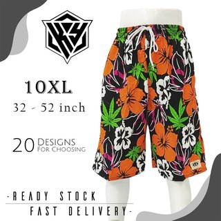 8FF｜Unisex Big Size *10XL* Beach  Hawaii Pants Seluar Pendek besar cotton 休闲沙滩棉质花裤