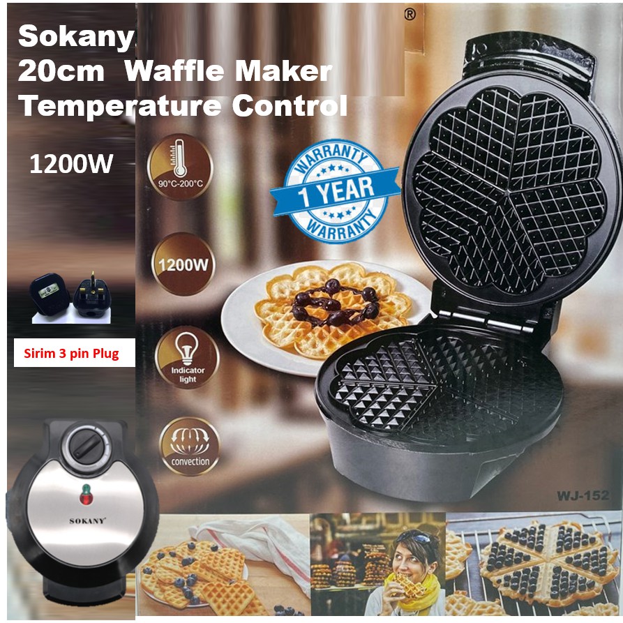 Waffle Maker Non-stick Coating 1200w Temperature Control (220v) Silver Black Color