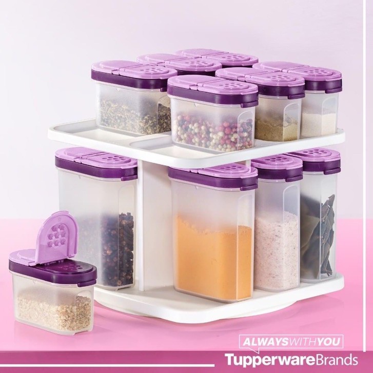 TUPPERWARE MODULAR SPICES SET 16 PIECES / SET / 1 CAROUSEL ♨️ / COLOR LAVENDER WITH PURPLE