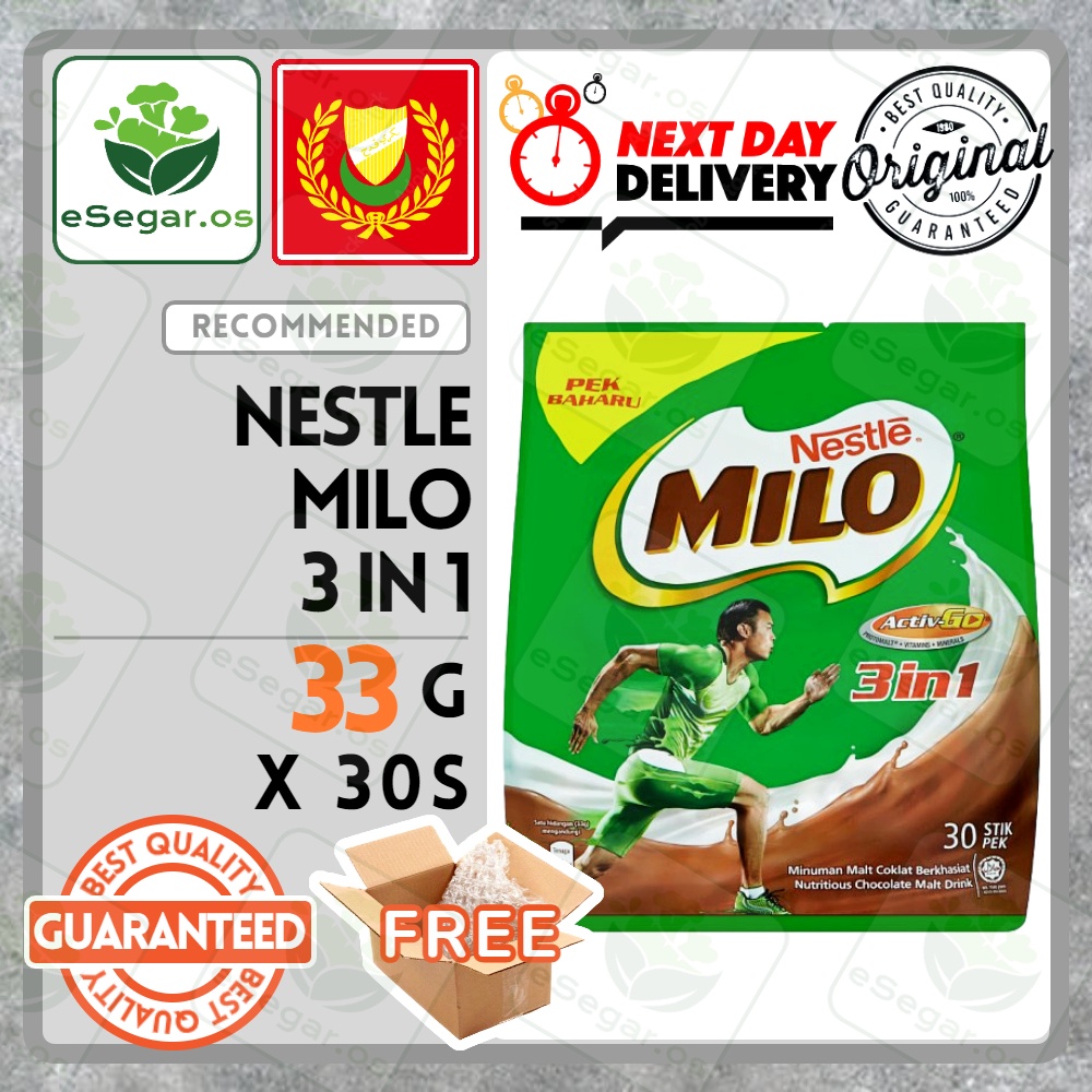 Nestle Milo 3 In 1 Activ Go Chocolate Malt Powder 33g X 30s Shopee