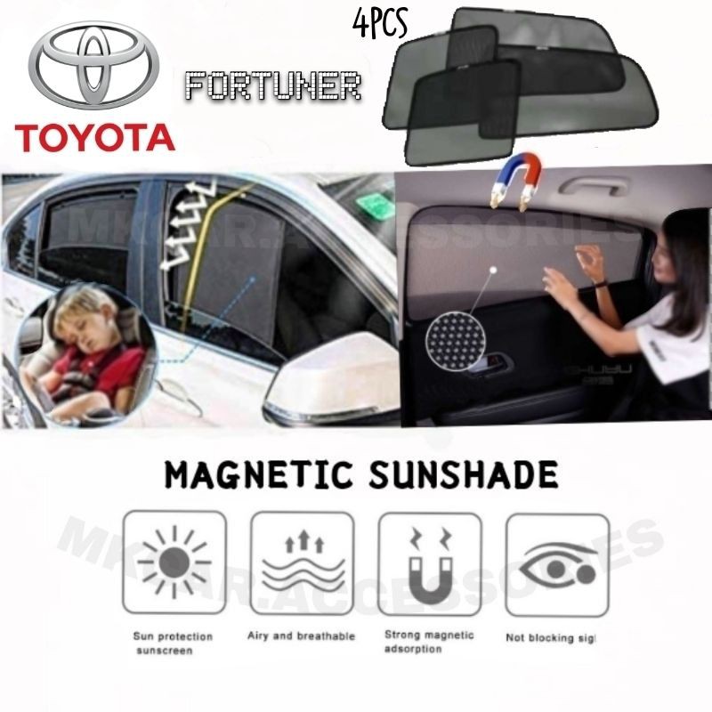 TOYOTA FORTUNER 2004-2014/FORTUNER 2015-2020 4PCS MAGNETIC SUNSHADE ...