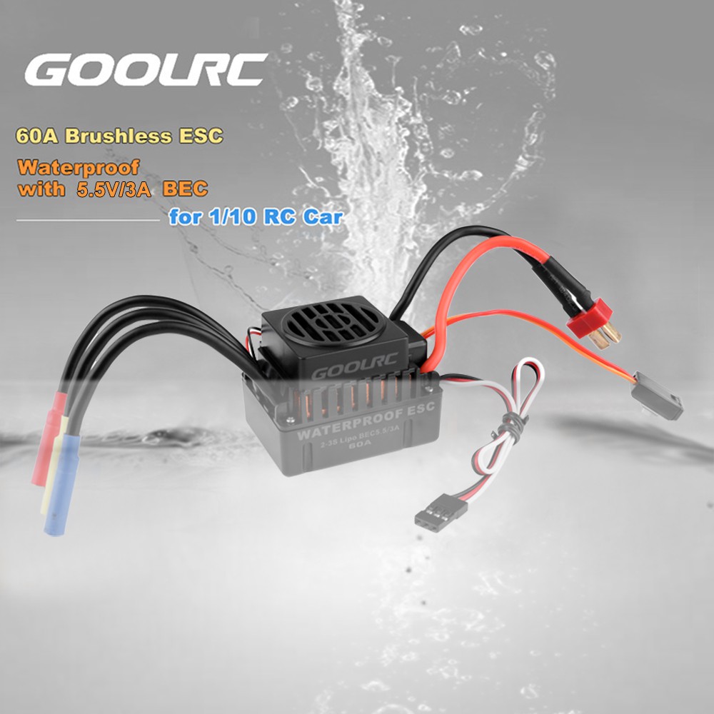 60A Waterproof Brushless Motor Speed Controller Sensorless ESC 2-3S Li-Po 4-9S