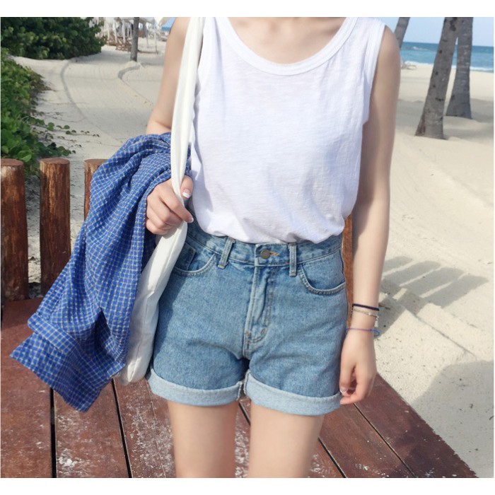 beach denim shorts