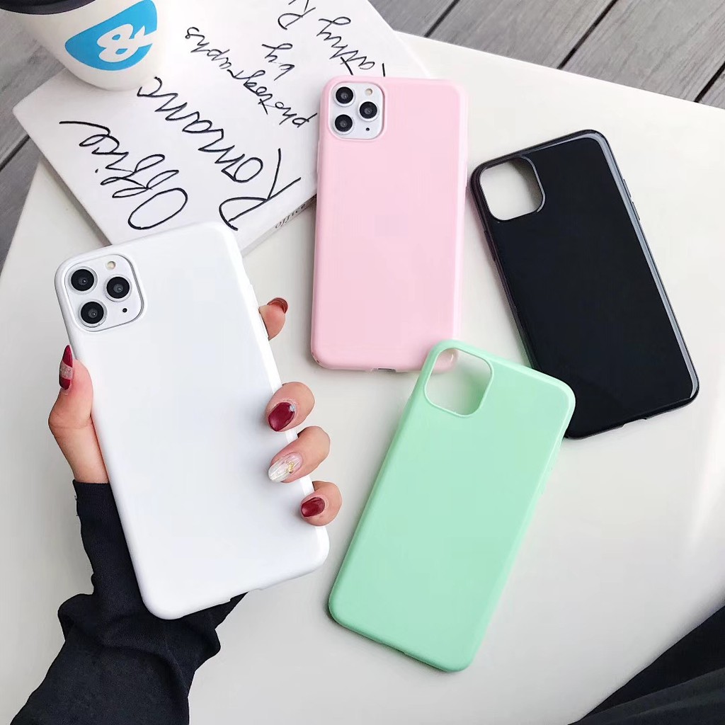Stocks Glossy Mint Pink White Black Casing Iphone11 12pro Max Xsmax Xr 7 8plus 6s Soft Full Phone Case Shopee Malaysia