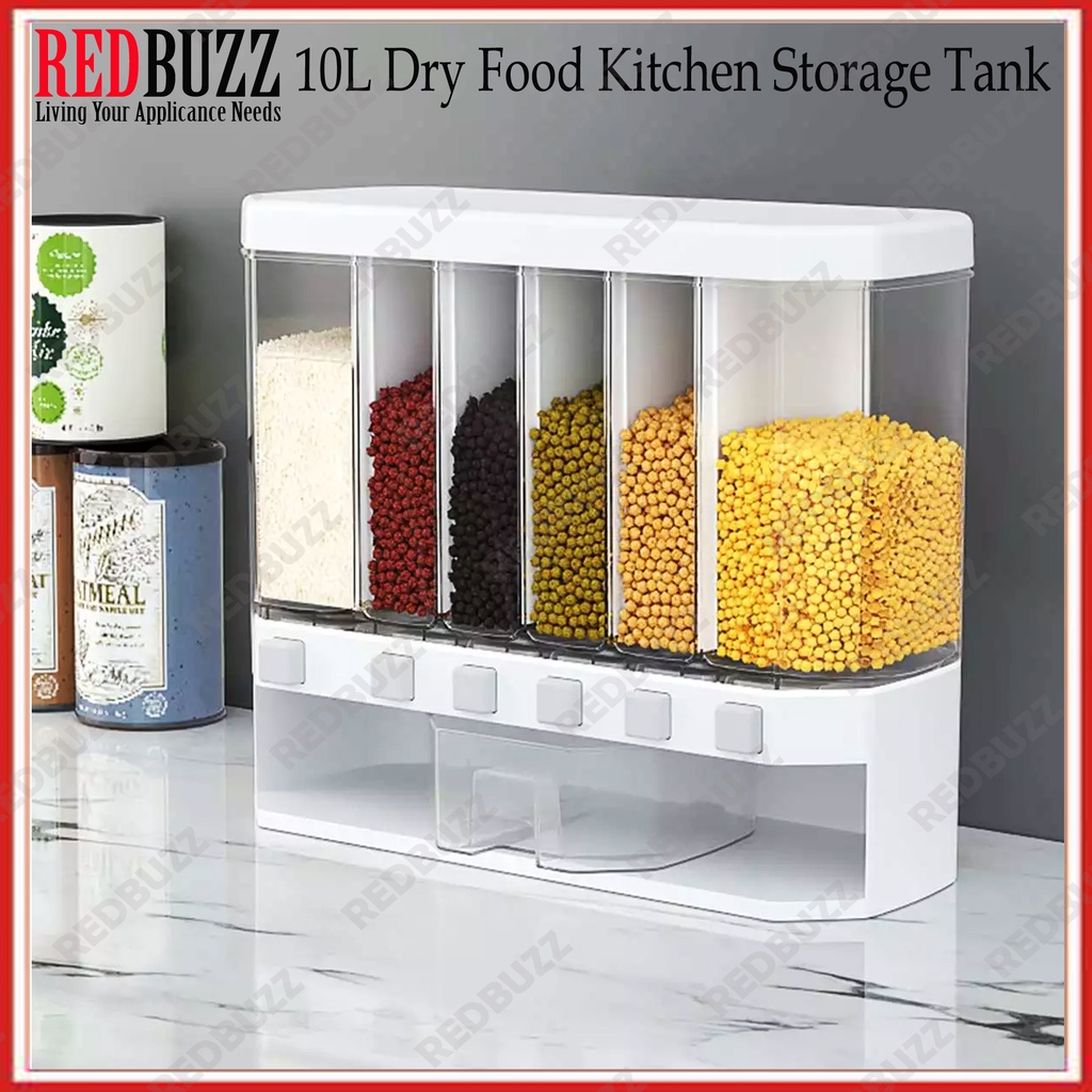 REDBUZZ 10L Wall Mounted Food Storage Box Kitchen Wall-mounted Container Cereal Rice Dispenser Whole Grain Dispenser