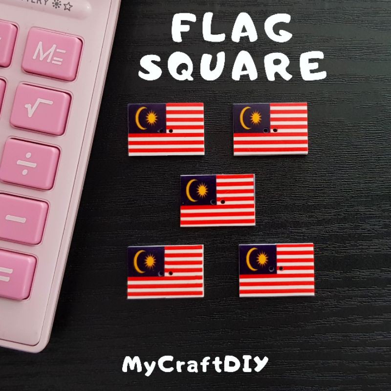 Butang Comel Acrylic Buttons  Flag Merdeka Square Petak 