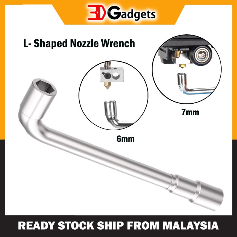 L Shaped Nozzle Wrench 6mm/ 7mm for 3D Printer Creality E3D V6 MK8 M6