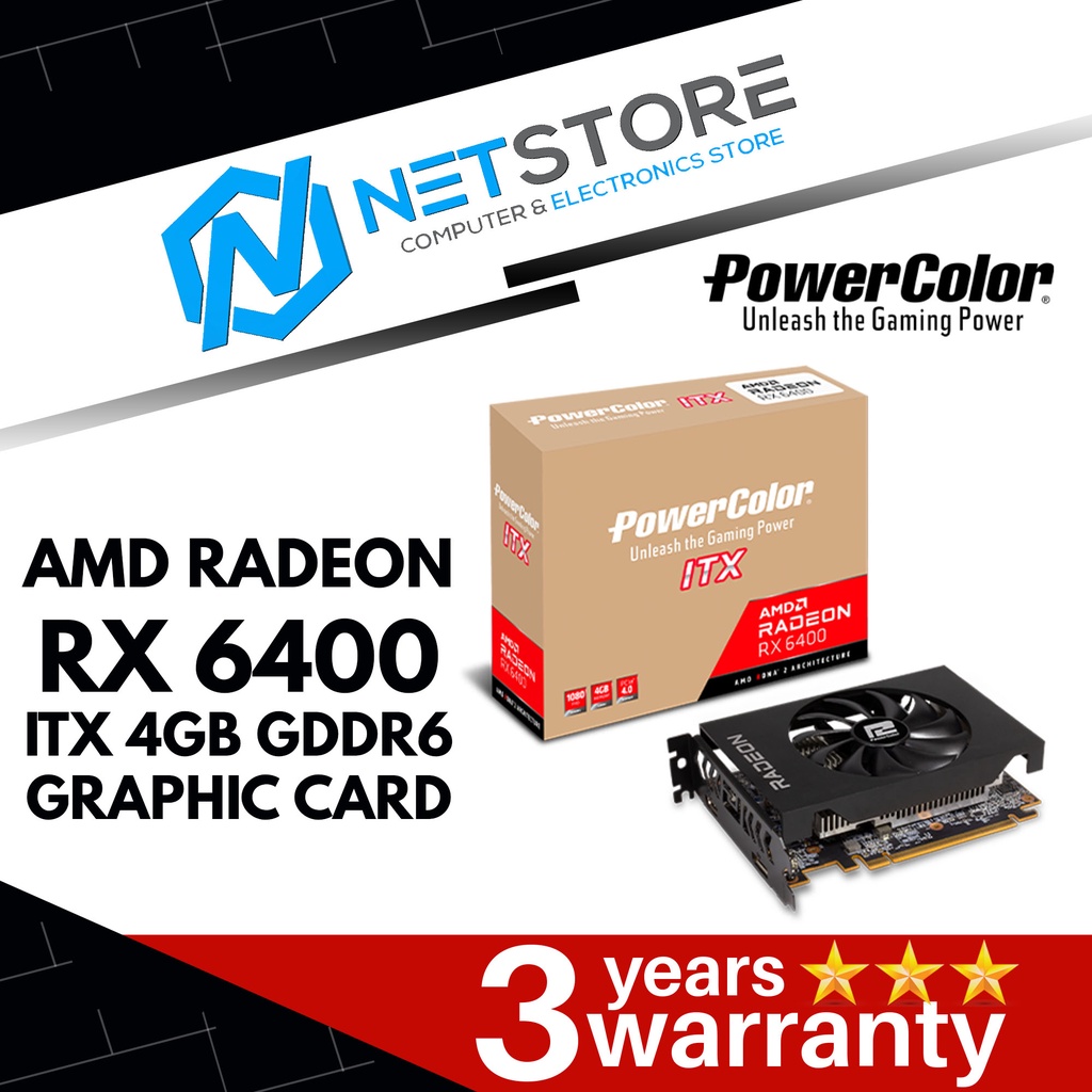 POWERCOLOR AMD RADEON RX 6400 ITX 4GB GDDR6 GRAPHIC CARD | Shopee Malaysia