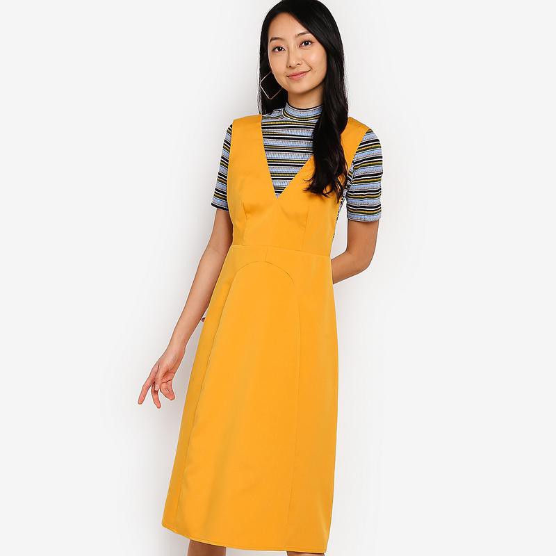 low pinafore dress