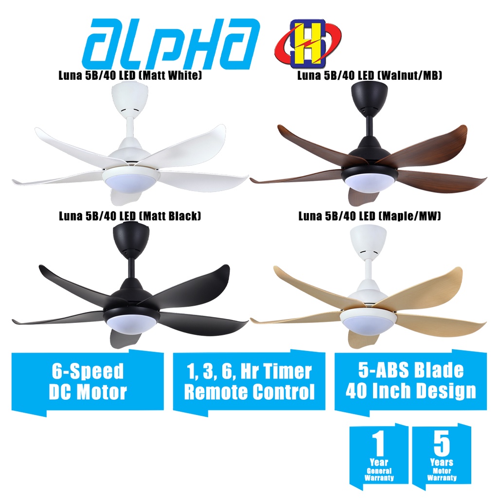 Alpha Ceiling Fan (40 Inch / 46 Inch / 56 Inch) 6Speed DC Motor Remote