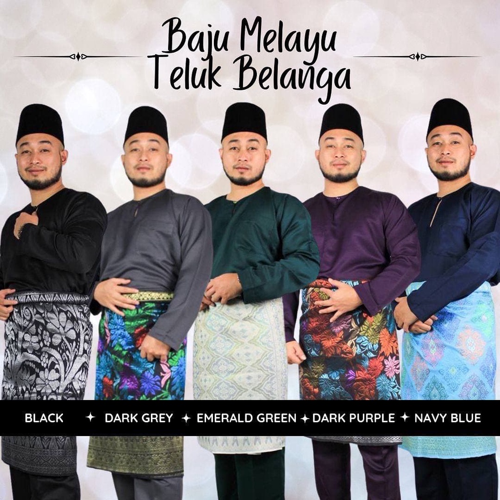 ZALISA BAJU MELAYU DEWASA TELUK BELANGA/BAJU JOHOR PESAK (HITAM, DARK GREY, EMERALD GREEN, DARK PURPLE, NAVY BLUE)