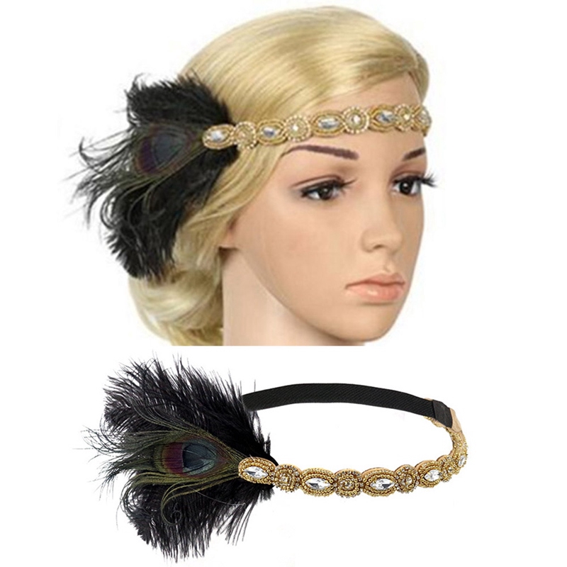 Youzhibaihu Fashion Headpiece Feather Flapper Headband Great Gatsby Headdress Vintage Prom