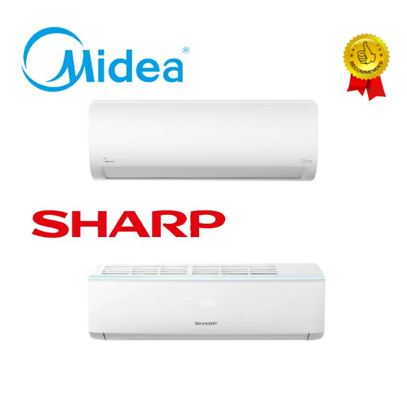 Midea 1HP Air Cond R32 Non-inverter MSGD-09CRN8 /Sharp 1HP R32 Non-inverter Air Conditioner AHA9XCD Air Cond