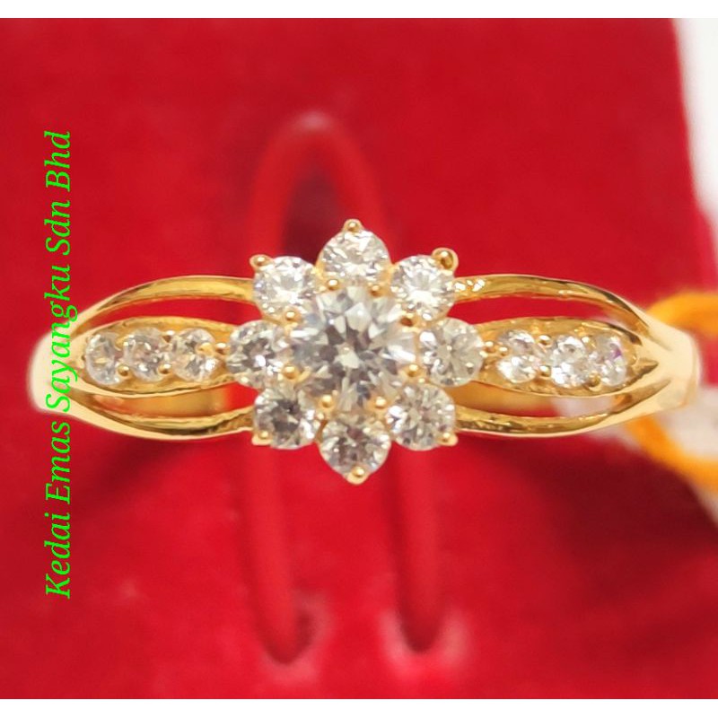 Cincin Permata Emas 916 (Zirconia dari SWAROVSKI)