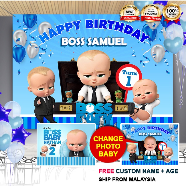 Birthday Banner / Birthday Backdrop / Hari Jadi - Boss Baby / Babyboss ...