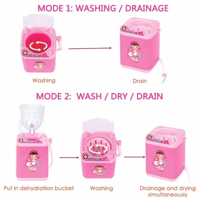 sJIPIIIk552 Mini Makeup Brush Cleaner Automatic Cleaning Washing Machine Pretend Play Toy Pink 