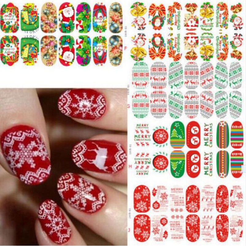 Christmas Luminous Nail Art Stickers 3d Design Decals Wraps Decoration Diy Shopee Malaysia