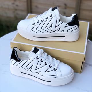 ashlyn embossed logo leather platform sneaker