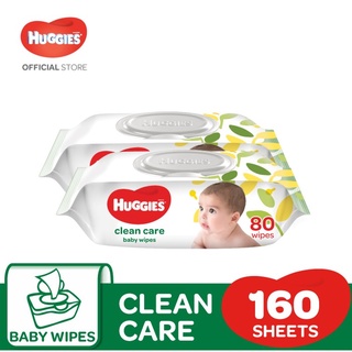 Image of Huggies Baby Wipes Clean Care (80's x 2 Packs)